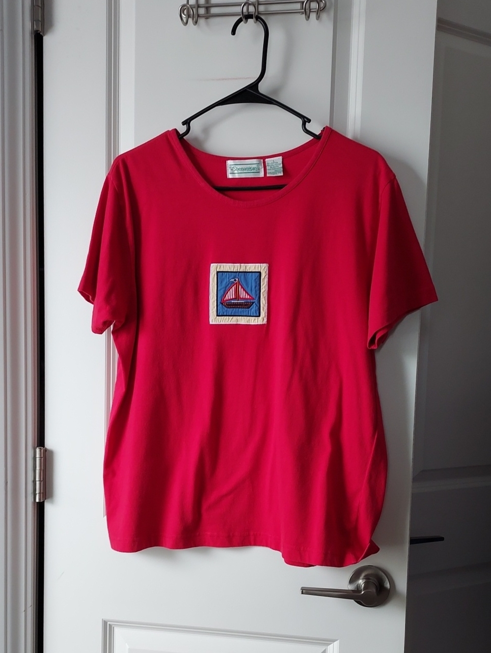 Shenanigans Bright Pink Crewneck Tee with Nautical Patch